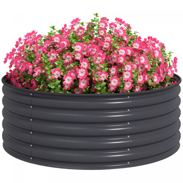 Outsunny Jardiniere en metal, boite de jardin 4 x 4 x 1,5 pi gris fonce