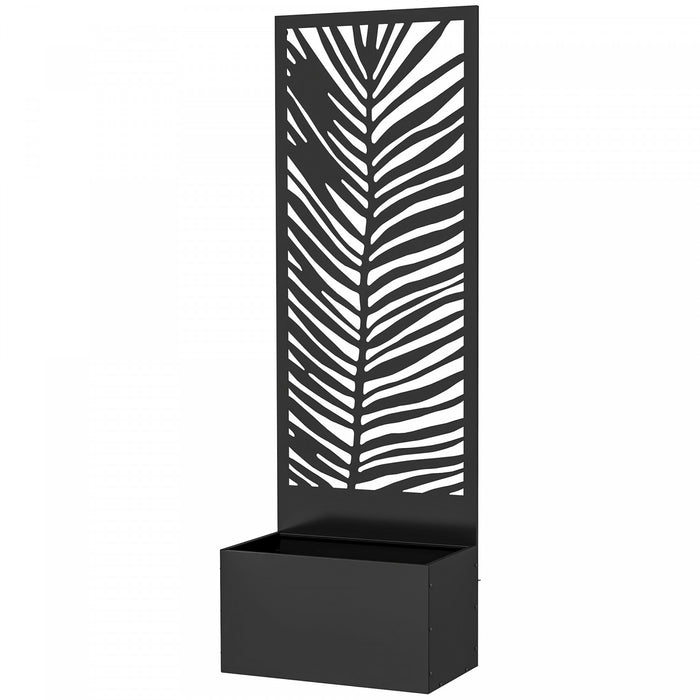 Outsunny Lit de jardin sureleve avec ecran de confidentialite mural, noir
