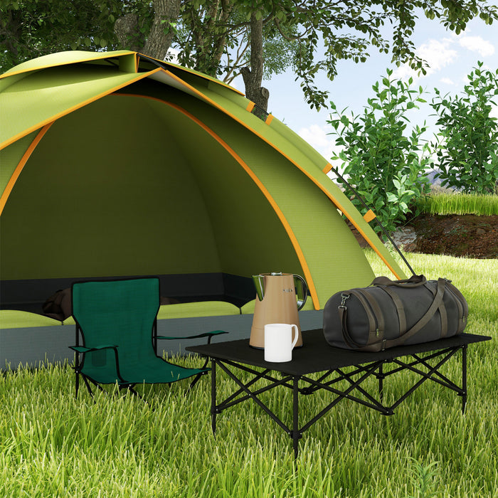 Outsunny Table De Camping Avec Plateau Enroulable Et Sac De Transport, Noir