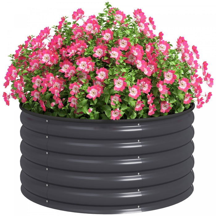 Outsunny Jardiniere en metal, boite de jardin 3 x 3 x 1,5 pi gris fonce