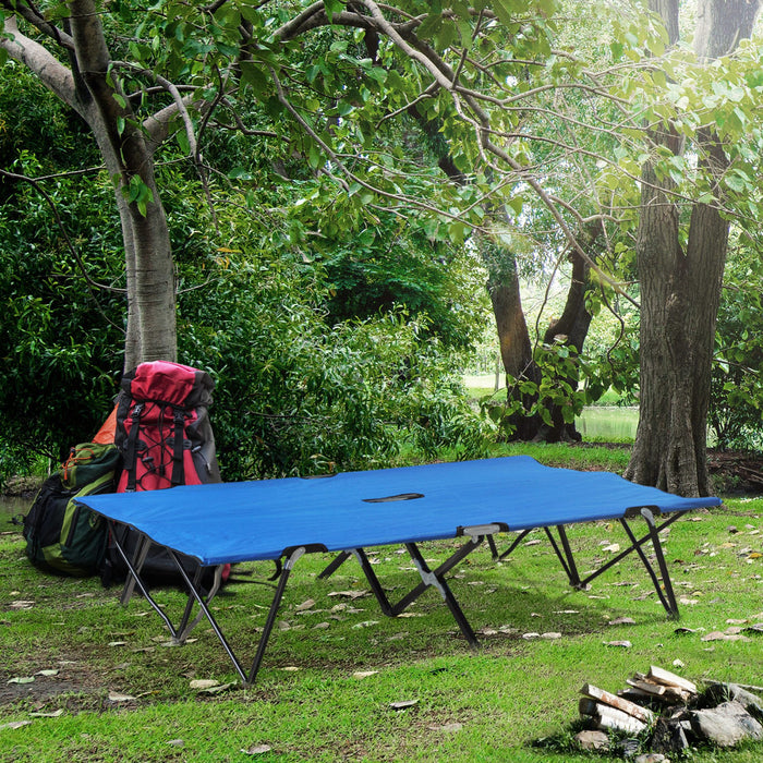 Outsunny Lit De Camping Pliant Pour Deux Personnes De 76 Po Avec Sac De Transport, Bleu