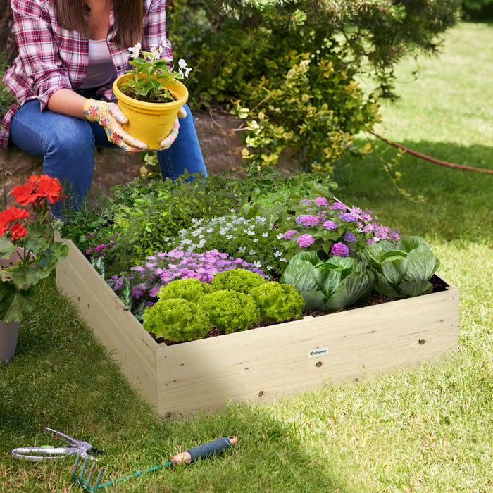 Outsunny 46'' X 46'' Jardiniere En Bois Carre Potager Lit Sureleve Jardin Patio Terrasse Bois De Sapin Naturel