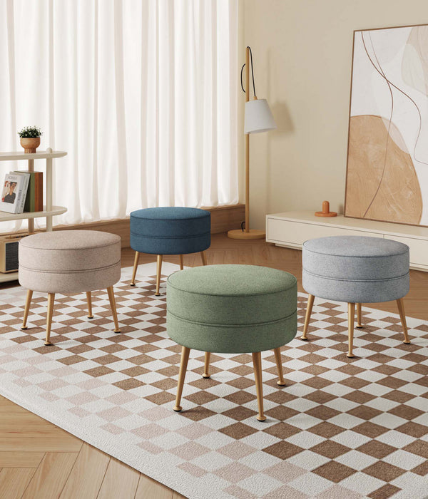 Pouf d’appoint Bailey style milieu du siecle, 1 piece, bleu, gris, ble et vert sauge