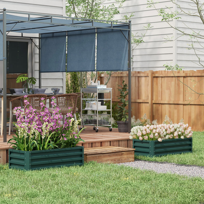 Outsunny Ensemble De 2 Lits De Jardin Sureleves, Jardinieres En Acier Pour Les Plantes, Jardiniere Surelevee, Facile A Assembler, Pour La Culture Des Fleurs, Des Herbes Et Des Legumes, Vert