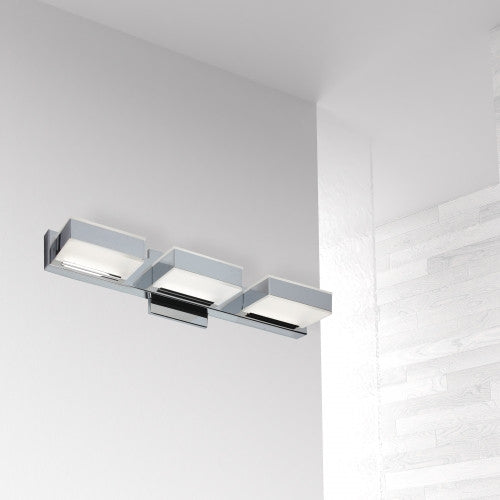 Lumière de coiffeuse murale Viola de Dainolite avec fini chromé poli et 3 ampoules à DEL