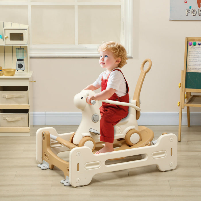 Qaba Cheval A Bascule 5 En 1, Cheval A Bascule Pour Bebe Avec Base Amovible