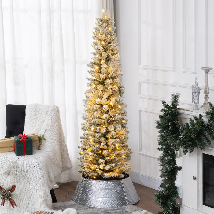 Homcom Arbre De Noel Artificiel Floque Enneige De 6 Pieds Avec Lumieres