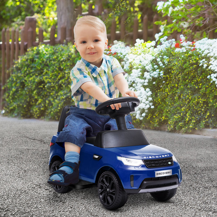 Qaba Voiture Electrique Sous Licence Land Rover 6 V Pour Enfants, Voiture Coulissante 2 En 1, Voiture Pour Enfants Alimentee Par Batterie Avec Klaxon, Pour 18 A 60 Mois, Bleu