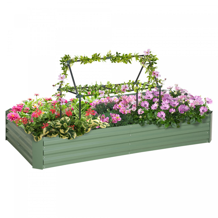 Outsunny Lit de jardin sureleve avec 2 cages a tomates en treillis, noir