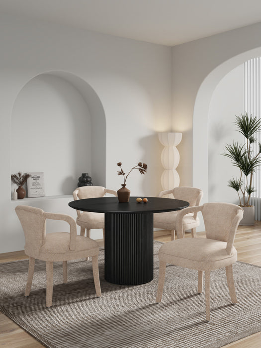 Ensemble de salle a manger moderne chic industriel Hathaway et Palmer 5 pieces en ivoire et noir