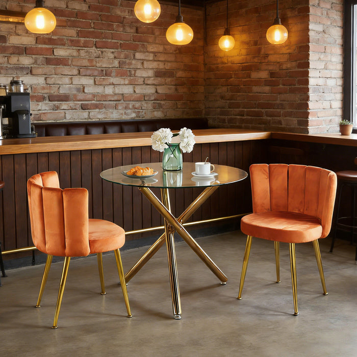 Lot de 2 chaises de salle a manger Lila en velours, couleur orange