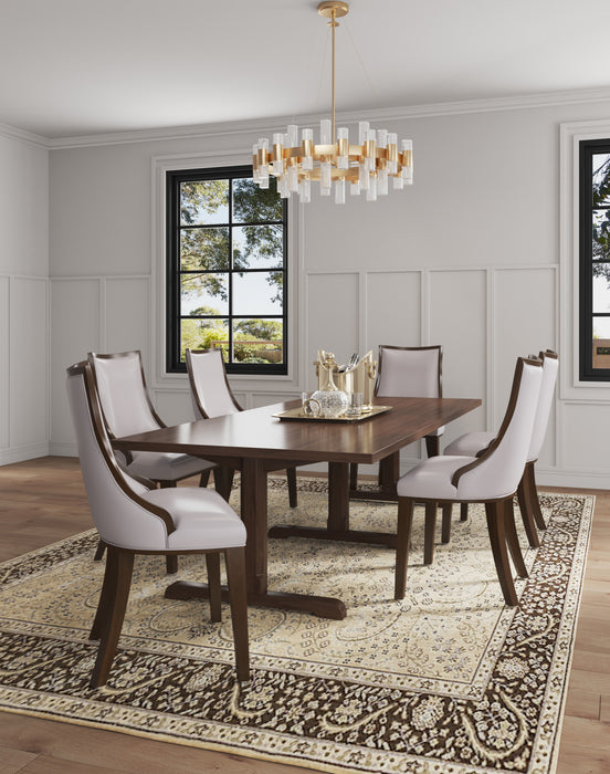 Grand fauteuil de salle a manger traditionnel en bois avec revetement en tissu gris clair - Lot de 4