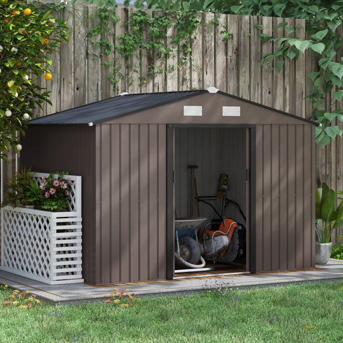 Outsunny Abri De Jardin 9,1' X 6,4' X 6,3' Avec Kit De Fondation En Acier