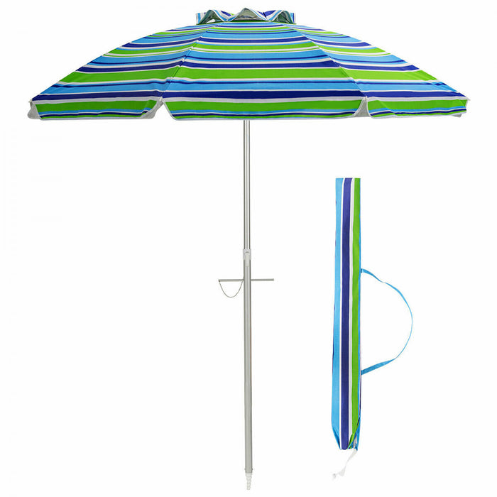 Costway Parasol de plage pour patio de 6,5 pieds, protection solaire, inclinaison, avec sac de transport, turquoise