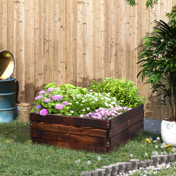 Outsunny Carre Potager De Jardin Jardiniere Parterre De Fleurs Legumes Fruits Bois De Sapin Carbonise