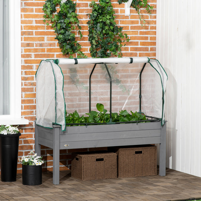 Outsunny Lit De Jardin Sureleve Avec Couverture De Serre En Pe Gris Fonce