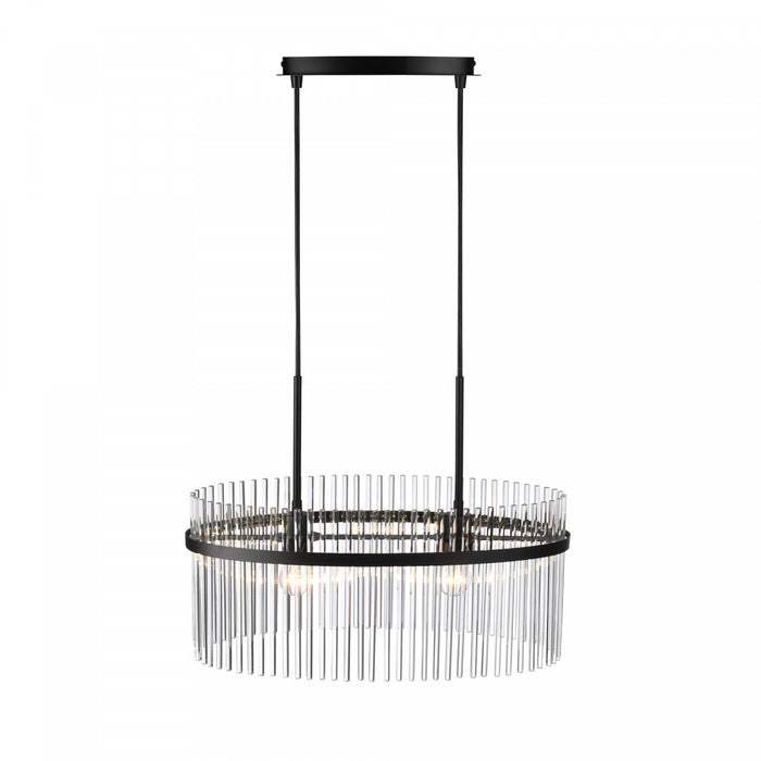 Lustre Ava A 2 lampes, Noir Avec Tiges En Verre
