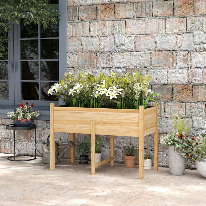 Outsunny Lit De Jardin Sureleve En Bois Avec Trous De Drainage, Lit Pour Legumes, Fleurs, Herbes, Jardiniere Surelevee D'exterieur Avec Pieds Pour Jardin, Patio, Balcon, 45,3 X 21,7 X 31,5 Po