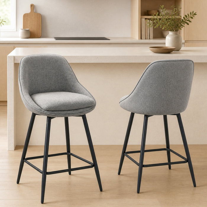 HOMCOM Ensemble de 2 tabourets de bar pivotants de 26\", gris fonce