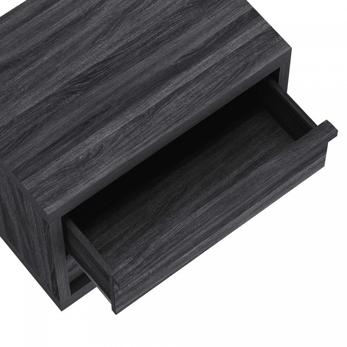 Table de nuit contemporaine Navis 66 cm en gris charbon (2 tiroirs)