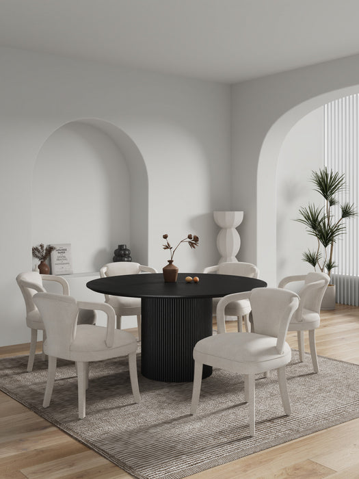 Ensemble de salle a manger moderne chic 7 pieces Hathaway et Palmer en finition argentee et noire