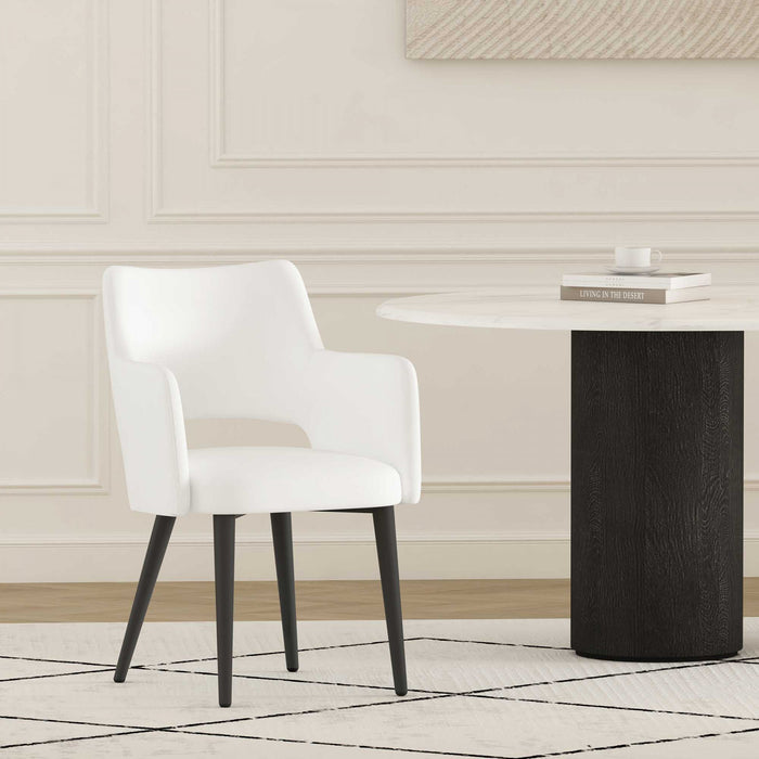 Fauteuil moderne Tremont en metal et cuir vegetalien blanc