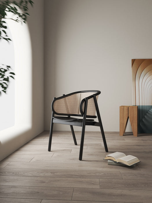 Fauteuil d’appoint en bois style industriel chic Versailles en noir et naturel - Lot de 2