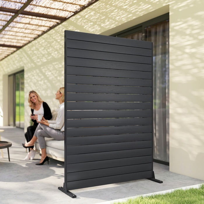 Paravent Exterieur Outsunny, Panneau Decoratif HDPE, Noir