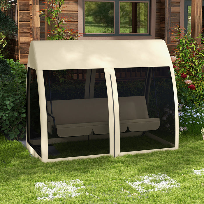 Outsunny Balancoire D'exterieur 3 Places, Balancoire De Porche, Beige