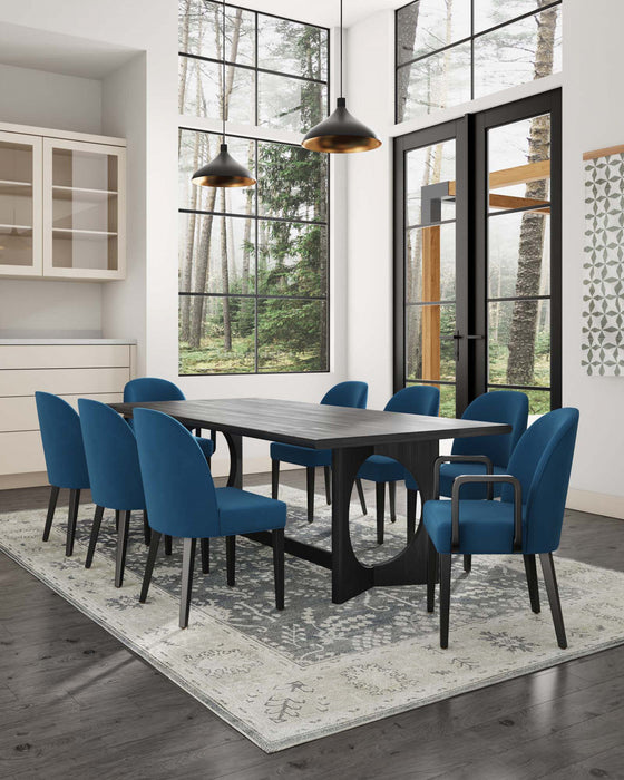 Ensemble moderne de 8 chaises de salle a manger Hillman en bleu