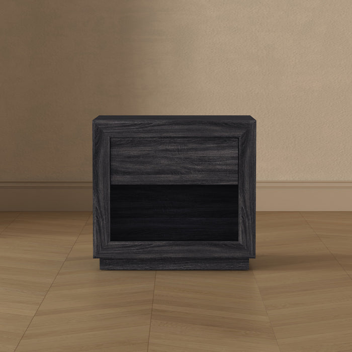 Table de nuit contemporaine Soren 26\" en gris charbon (1 tiroir)