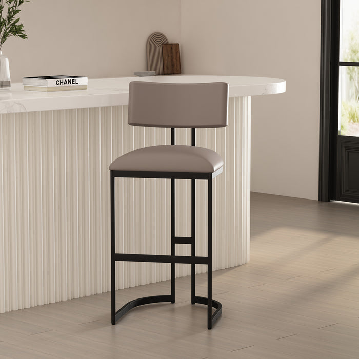 Tabouret de bar moderne contemporain en metal Juno, couleur taupe