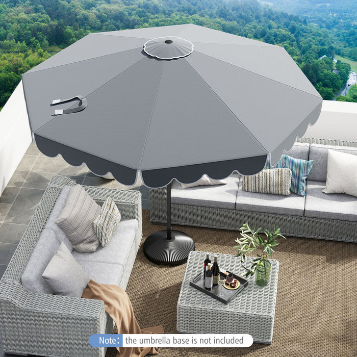 Parasol de patio Costway 10 FT avec reglage d'inclinaison a manivelle, bordures, haut ventile, 8 baleines, gris