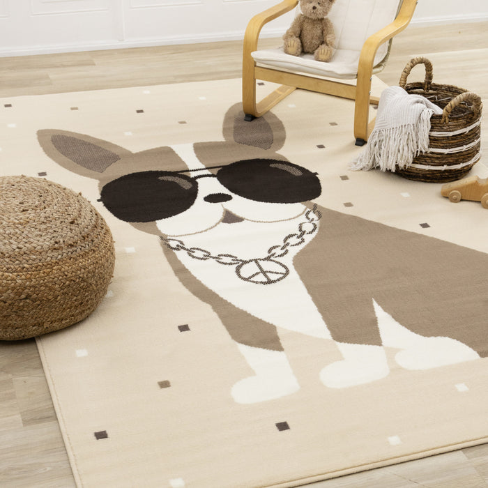 Carpette Forte à motif de chien confiant pour enfants - 3 pi 11 po x 5 pi 7 po