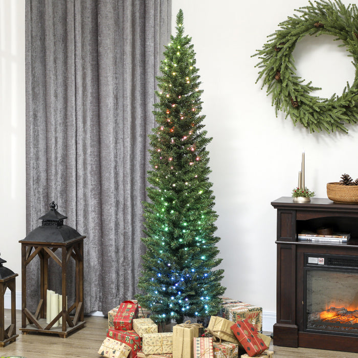HOMCOM Sapin de Noel de 6pi avec LED synchronisees a monter soi-meme, vert