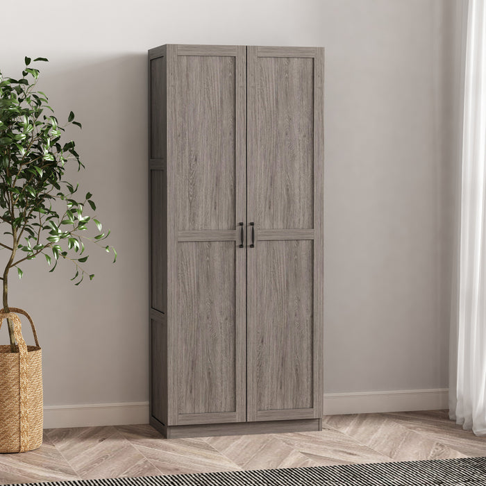 Armoire de rangement Cornelia Modern 30\" en gris (4 etageres)