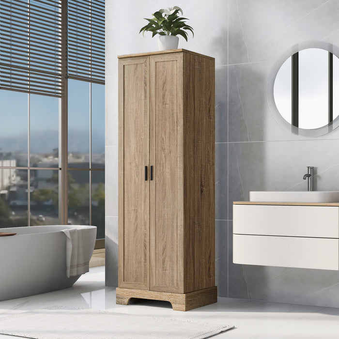 Liam Armoire de rangement multifonction avec portes et etageres reglables, Marron