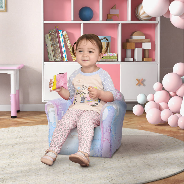 Qaba Chaise Pour Enfant, Chaise Pour Enfant Avec Motif Etoile Lumineuse, Cadre En Bois, Canape Pour Enfant De 18 A 36 Mois, Multicolore