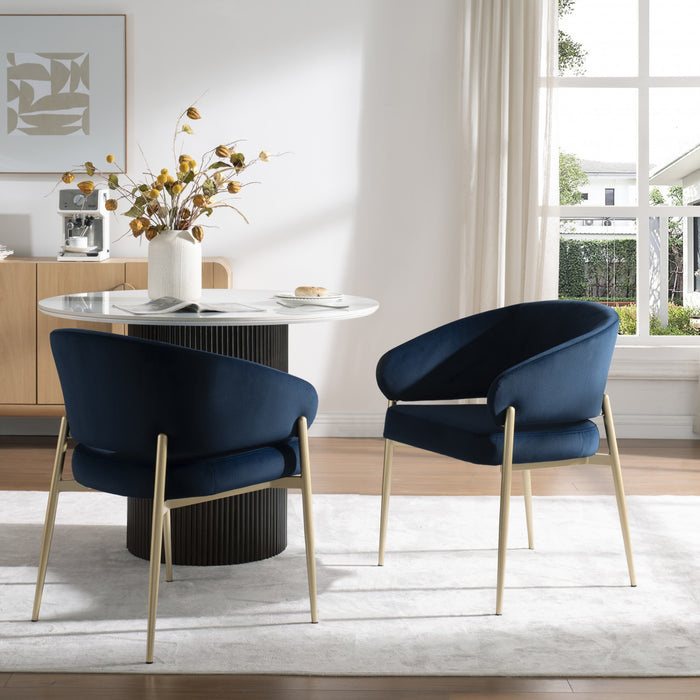 Jessie Chaises De Salle A Manger Modernes, Lot De 2, Chaises Laterales Tapisees En Tissu Avec Structure Metallique, Bleu