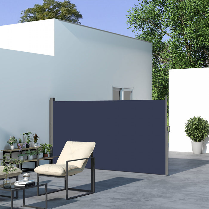 Outsunny 118\"x63\" Auvent Lateral Retractable Ecran D'intimite Pliable, Bleu