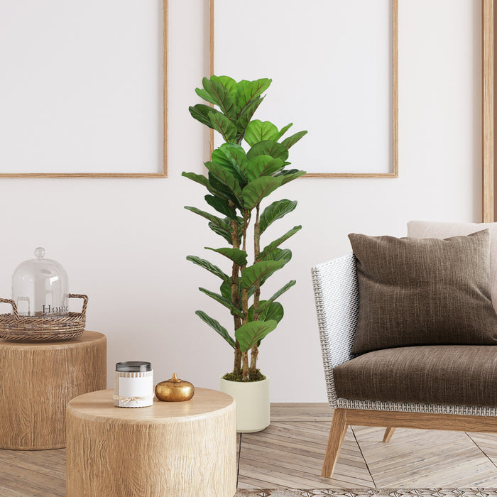 Figuier lyre artificiel HOMCOM, arbre de 4[i pour decoration interieure