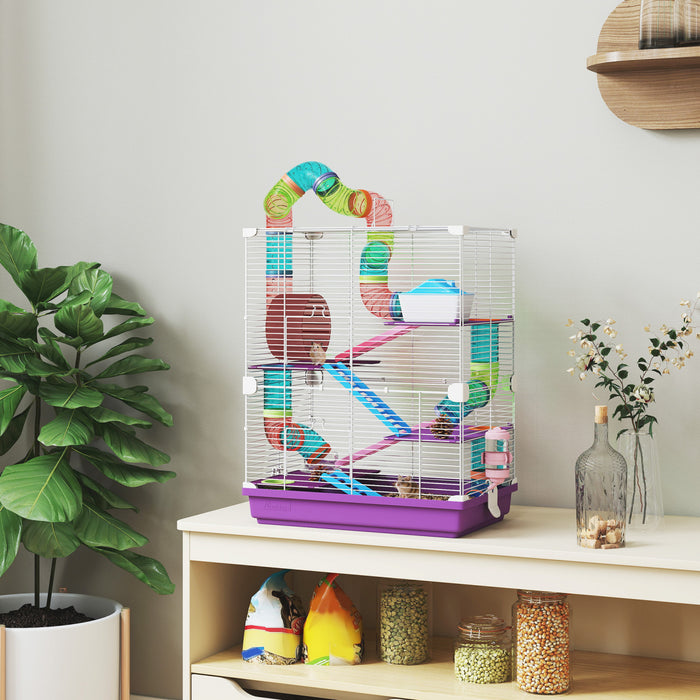 Cage pour hamster a 5 niveaux, transportable, habitat pour petits animaux