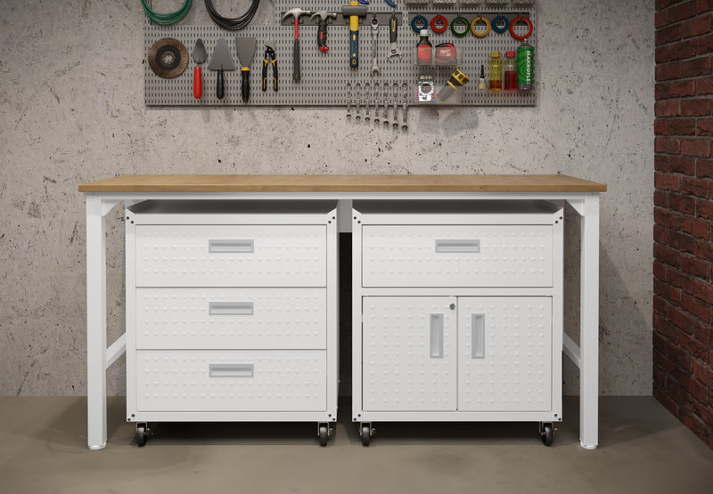 Ensemble de garage moderne Fortress 3 pieces en blanc