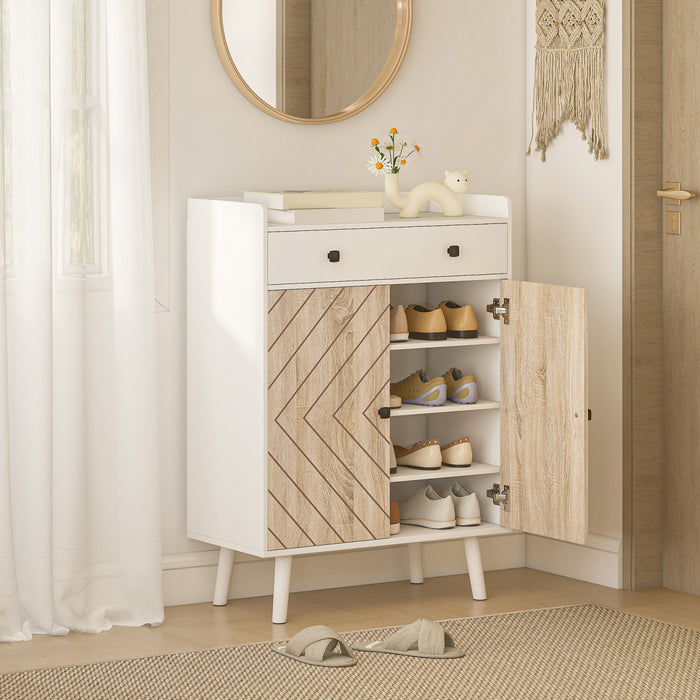 HOMCOM Meuble a chaussures, meuble de rangement avec etageres, blanc