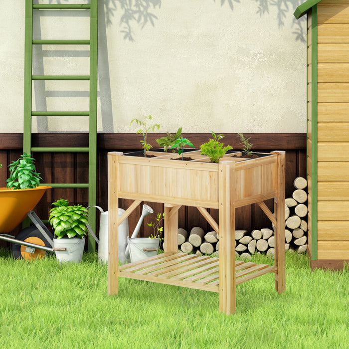 Outsunny 31\" X 23\" Lit De Jardin Sureleve, Jardiniere Surelevee En Bois Avec Tissu Non Tisse Pour Les Legumes, Les Fleurs Et Les Herbes Dans Le Patio, Le Jardin Et Le Balcon.