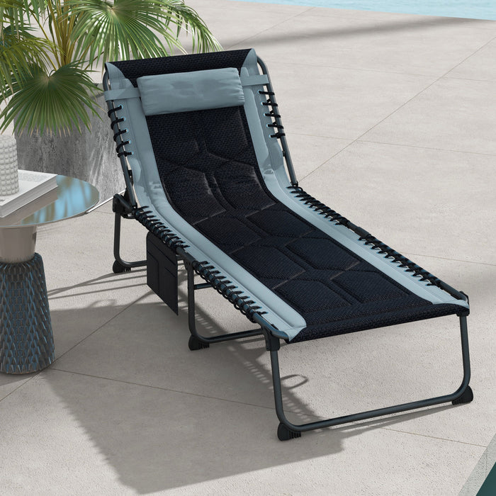 Chaise Longue Pliante Outsunny, Fauteuil De Bronzage Inclinable