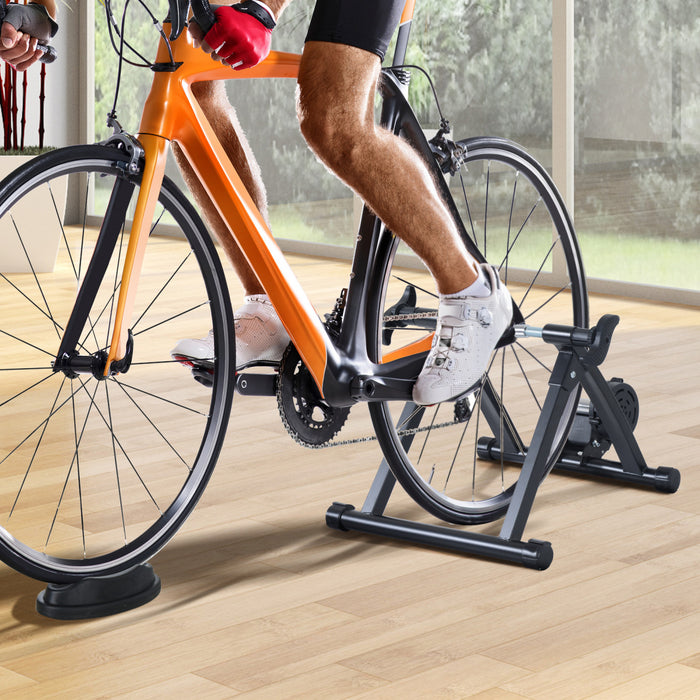 Soozier Velo Interieur Pliable Magnetique Entraineur D'exercice Convertisseur Velo Support D'entrainement A Domicile Entrainement En Acier (noir)