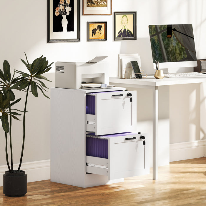 HOMCOM Classeur de bureau a 2 tiroirs, classeur vertical, blanc
