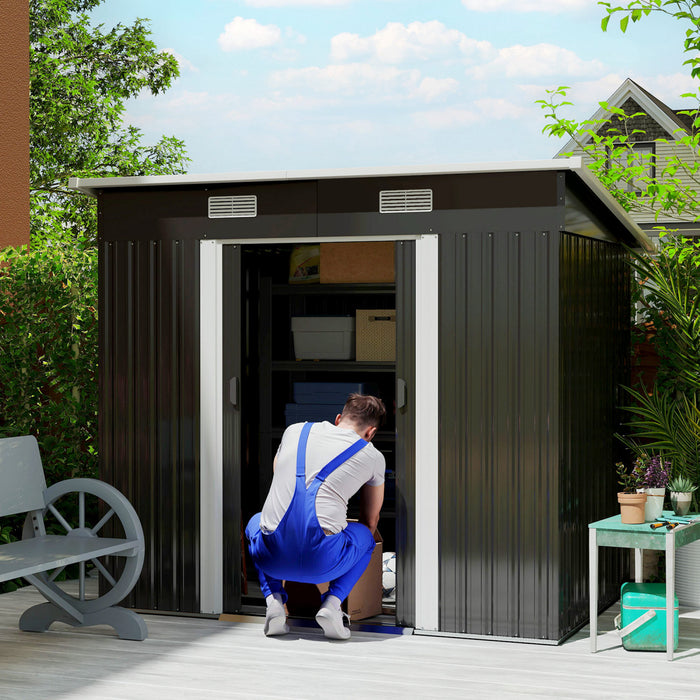 Outsunny Abri De Jardin Avec Portes Verrouillables, Noir