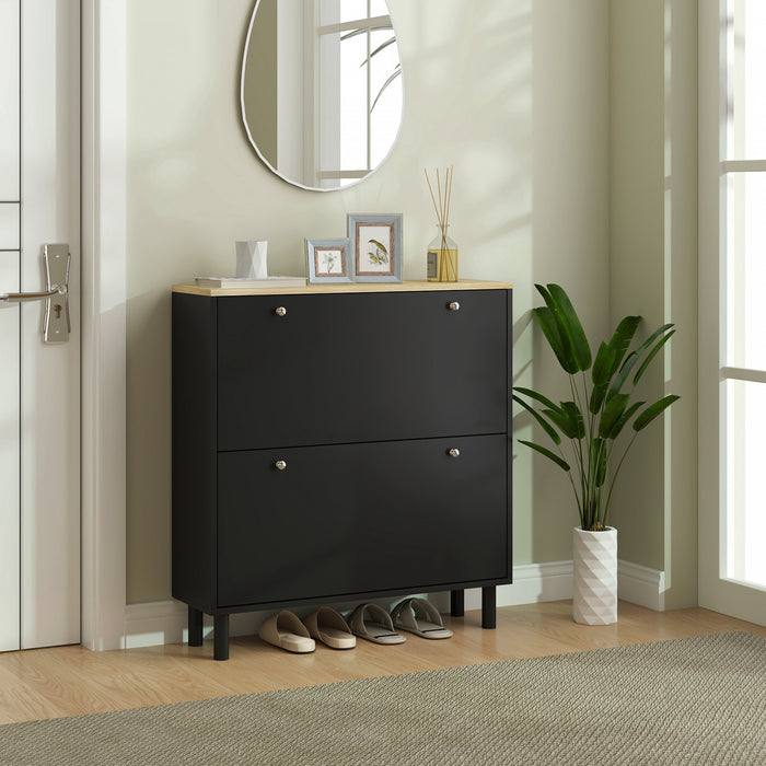 HOMCOM Armoire de rangement a chaussures avec etageres reglables, noir